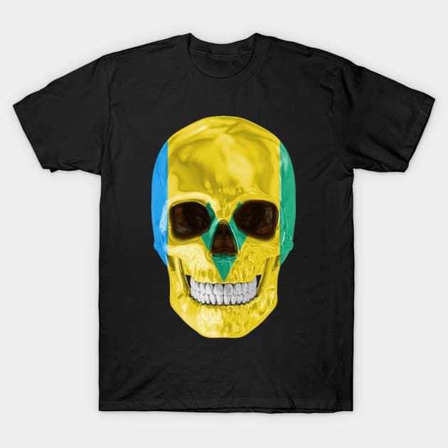 St Vincent And The Grenadines Flag Skull - Gift for Saint Vincentian With Roots From St Vincent And The Grenadines T-Shirt by Country Flags